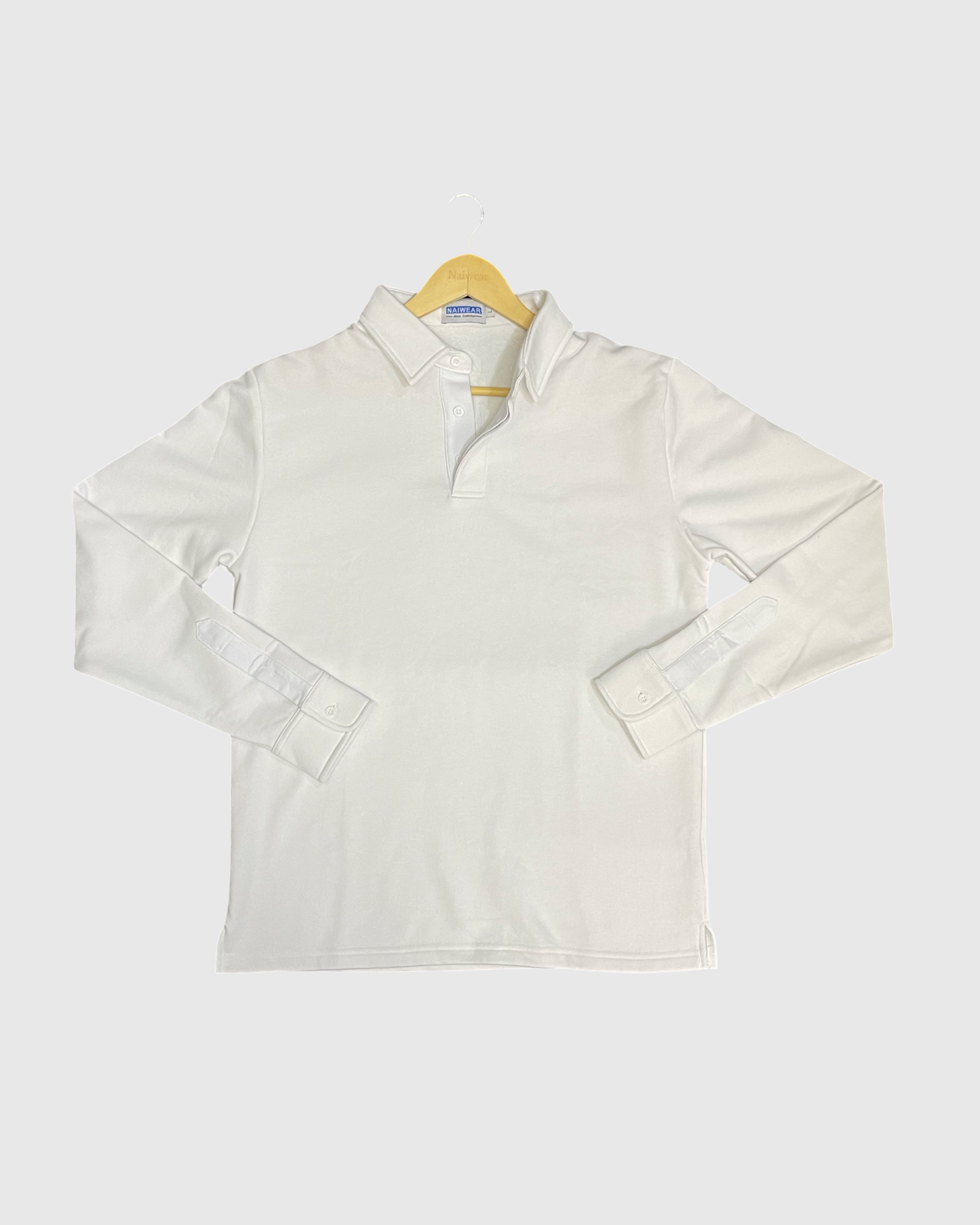 Mr. NICE Long Sleeve Polo Shirts- White