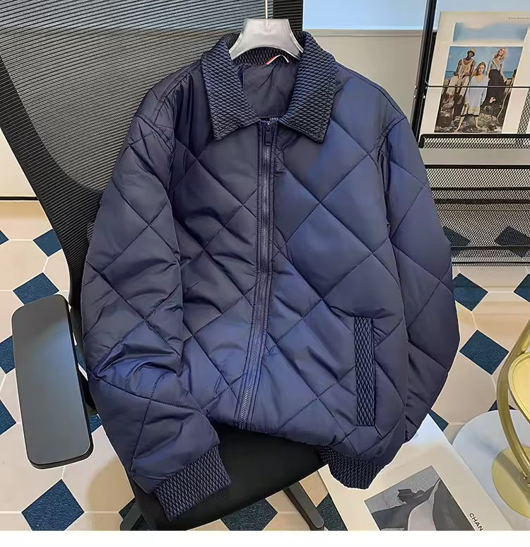 Navy Guilted Bomber Jacket