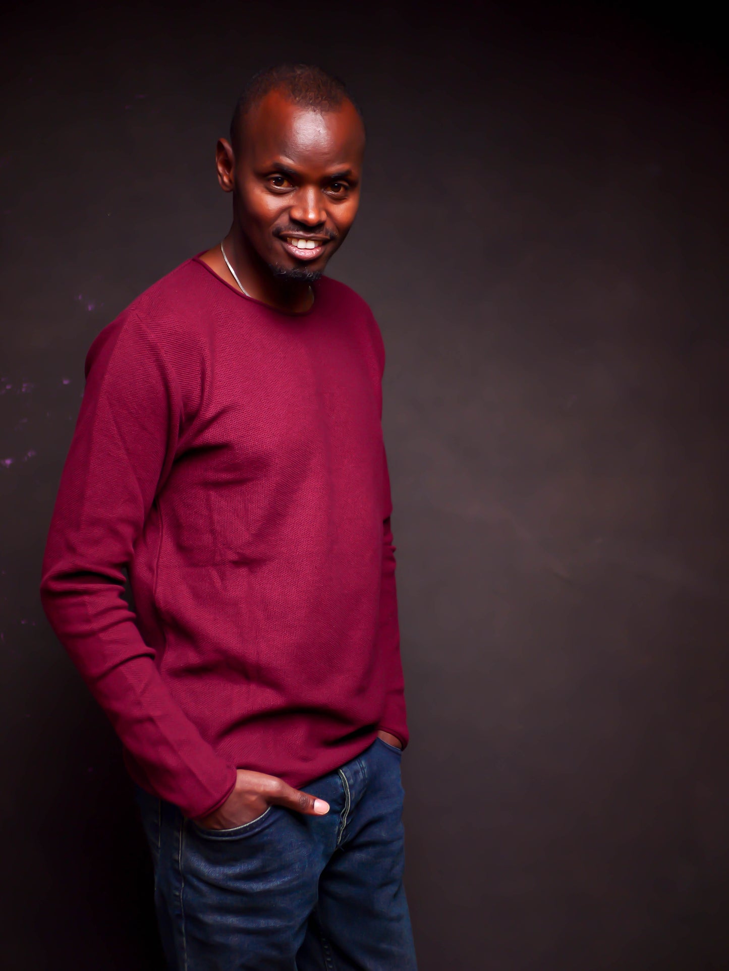 Knitted Long Sleeve Tshirt- Maroon