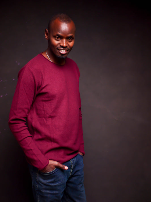 Knitted Long Sleeve Tshirt- Maroon