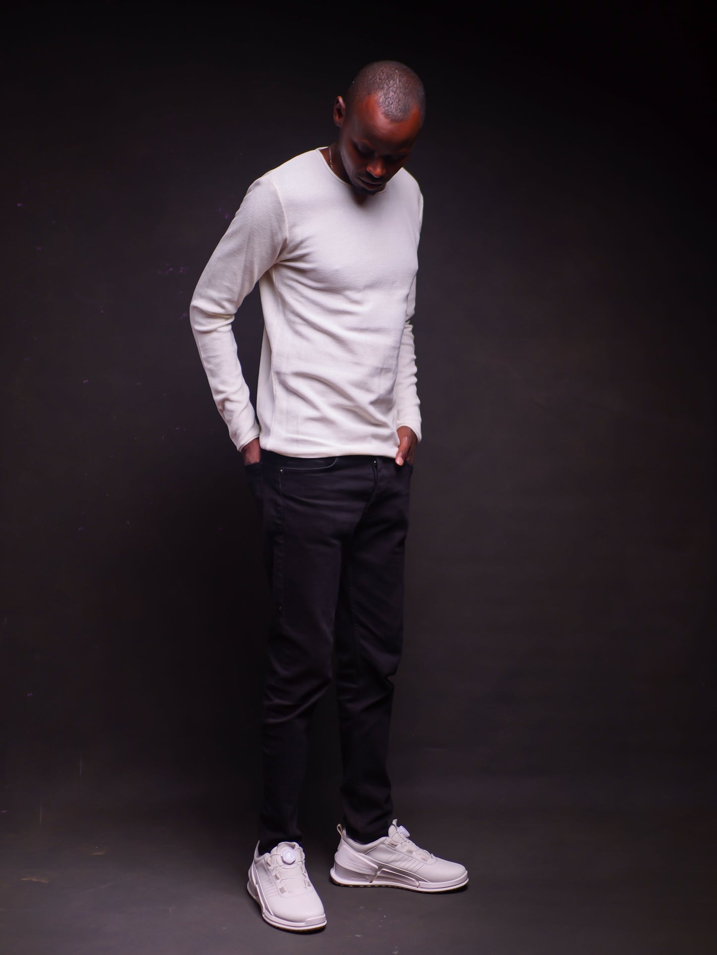 Knitted Long Sleeve Tshirt- White