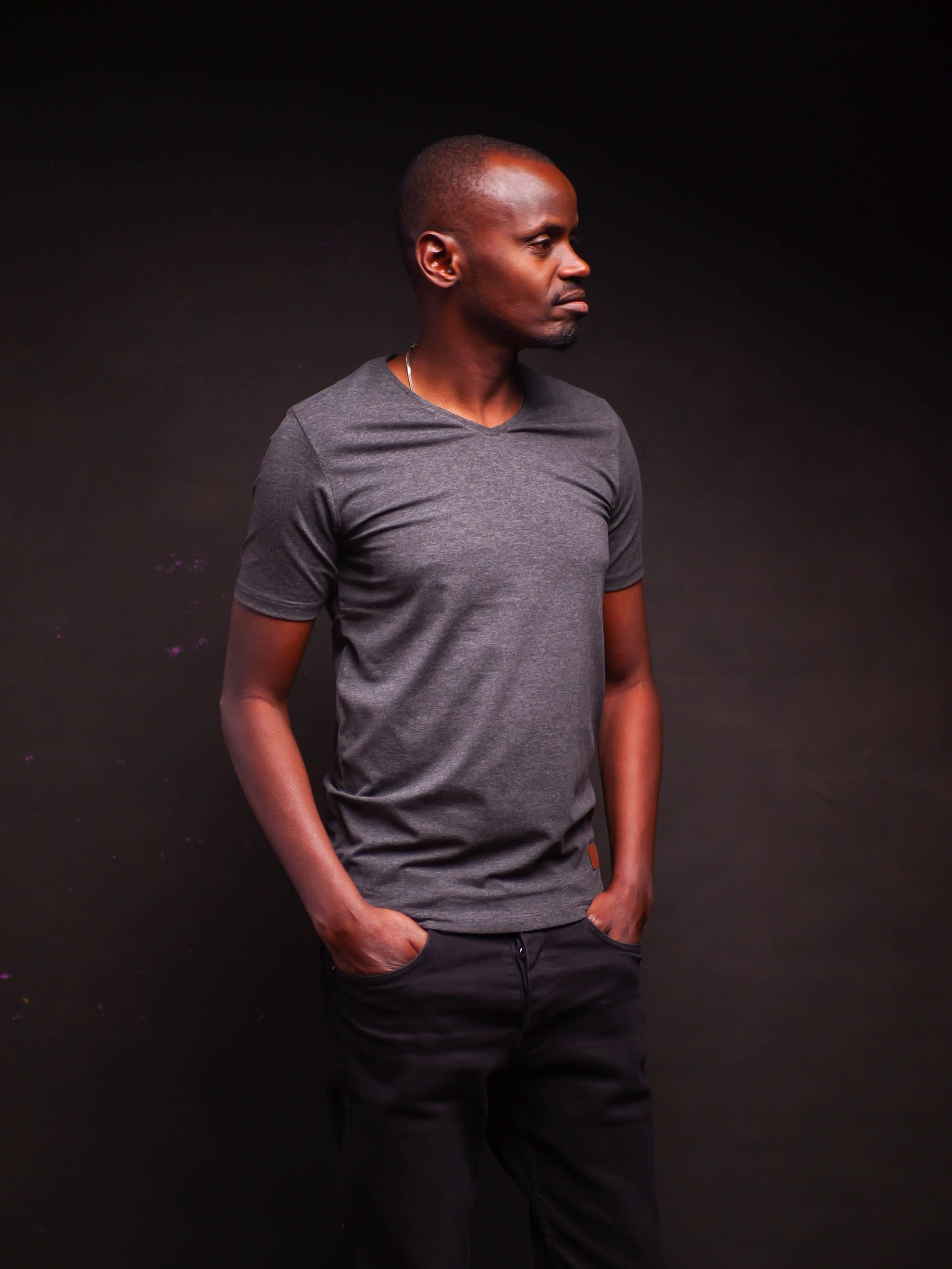 Vneck T-shirt- Dark Grey