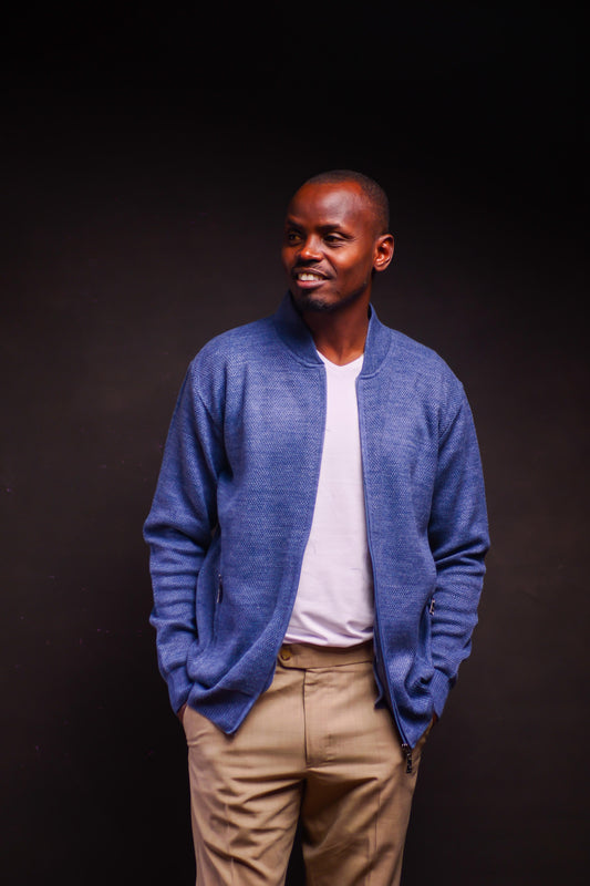 Zip Up Cardigan (Blue)