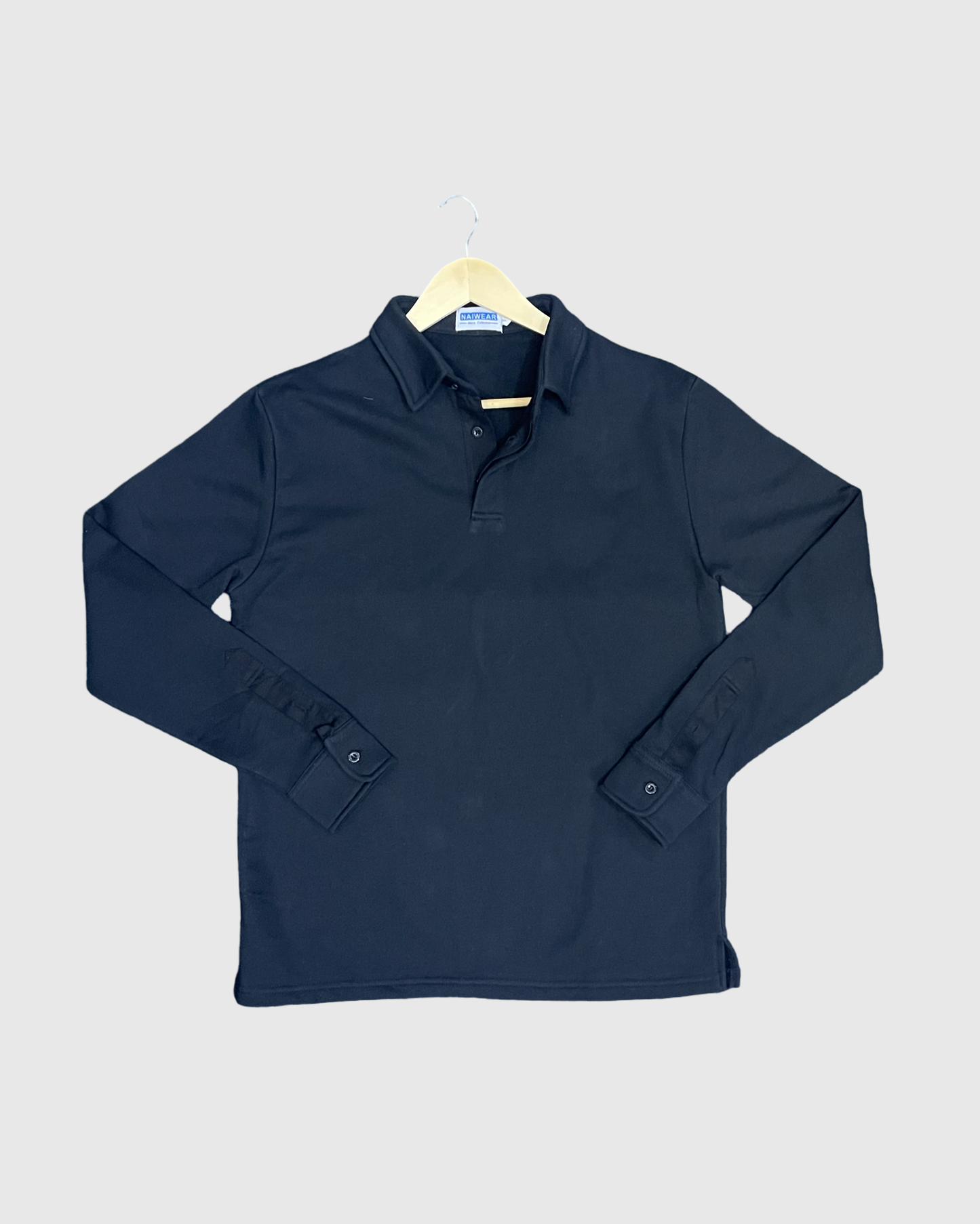 Mr. NICE Long Sleeve Polo Shirts- Black