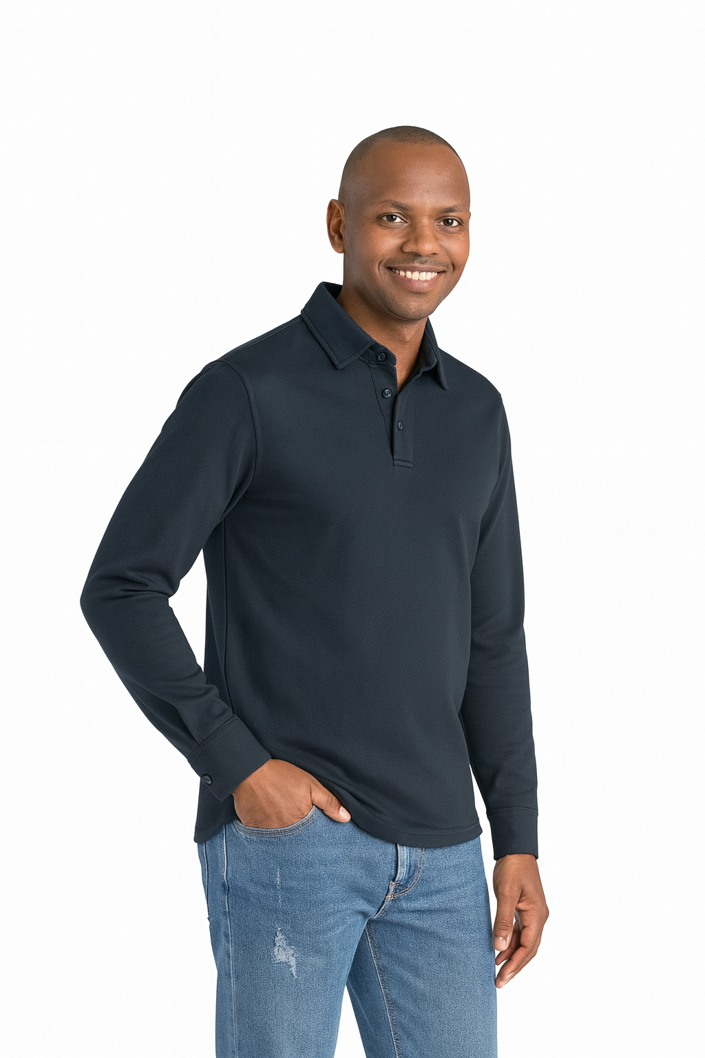 Mr. NICE Long Sleeve Polo Shirts- Black