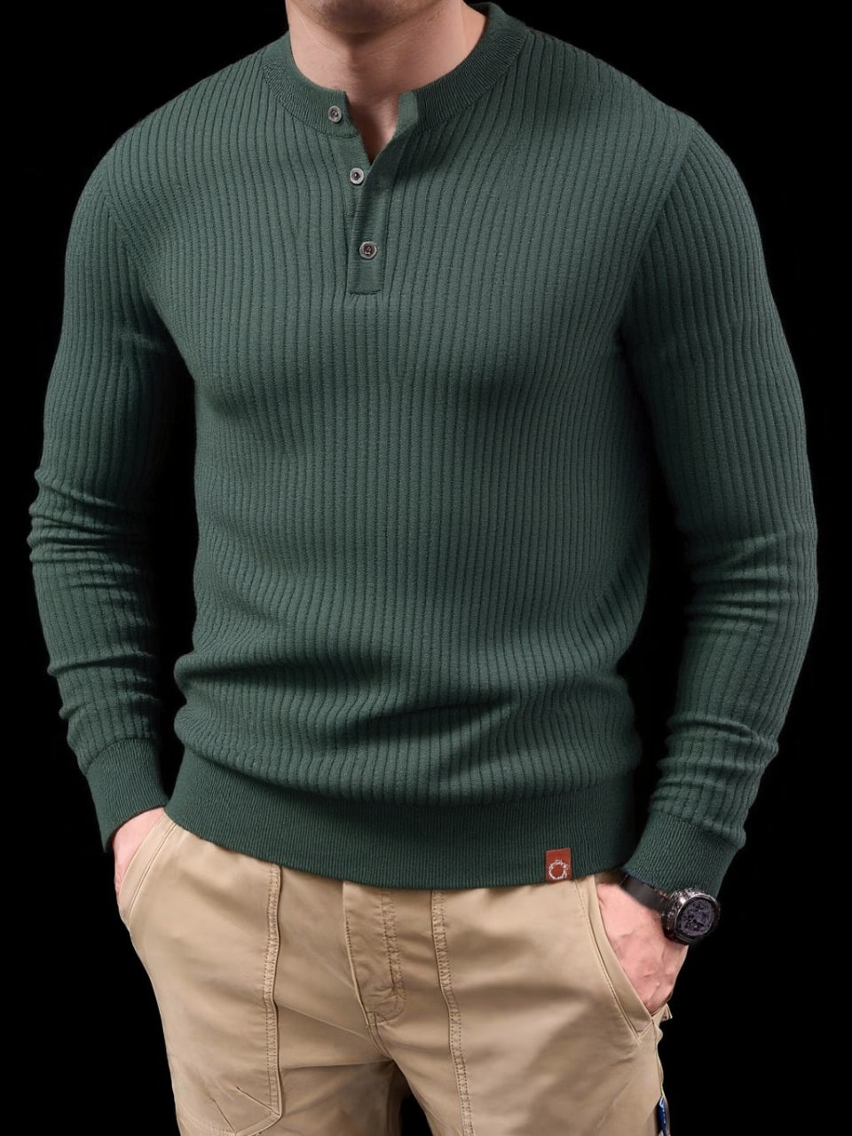Knitted Polo Shirt- Green