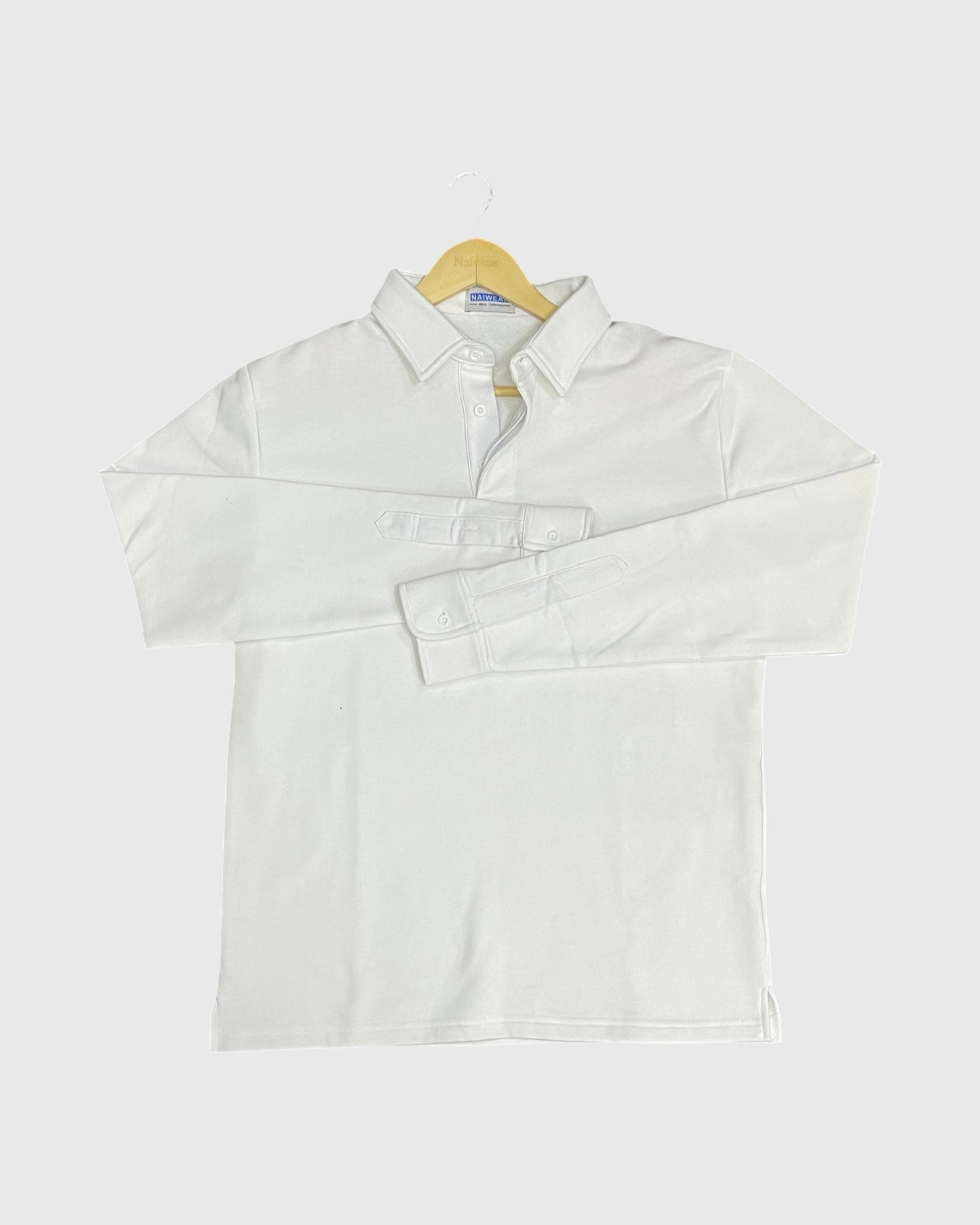 Mr. NICE Long Sleeve Polo Shirts- White