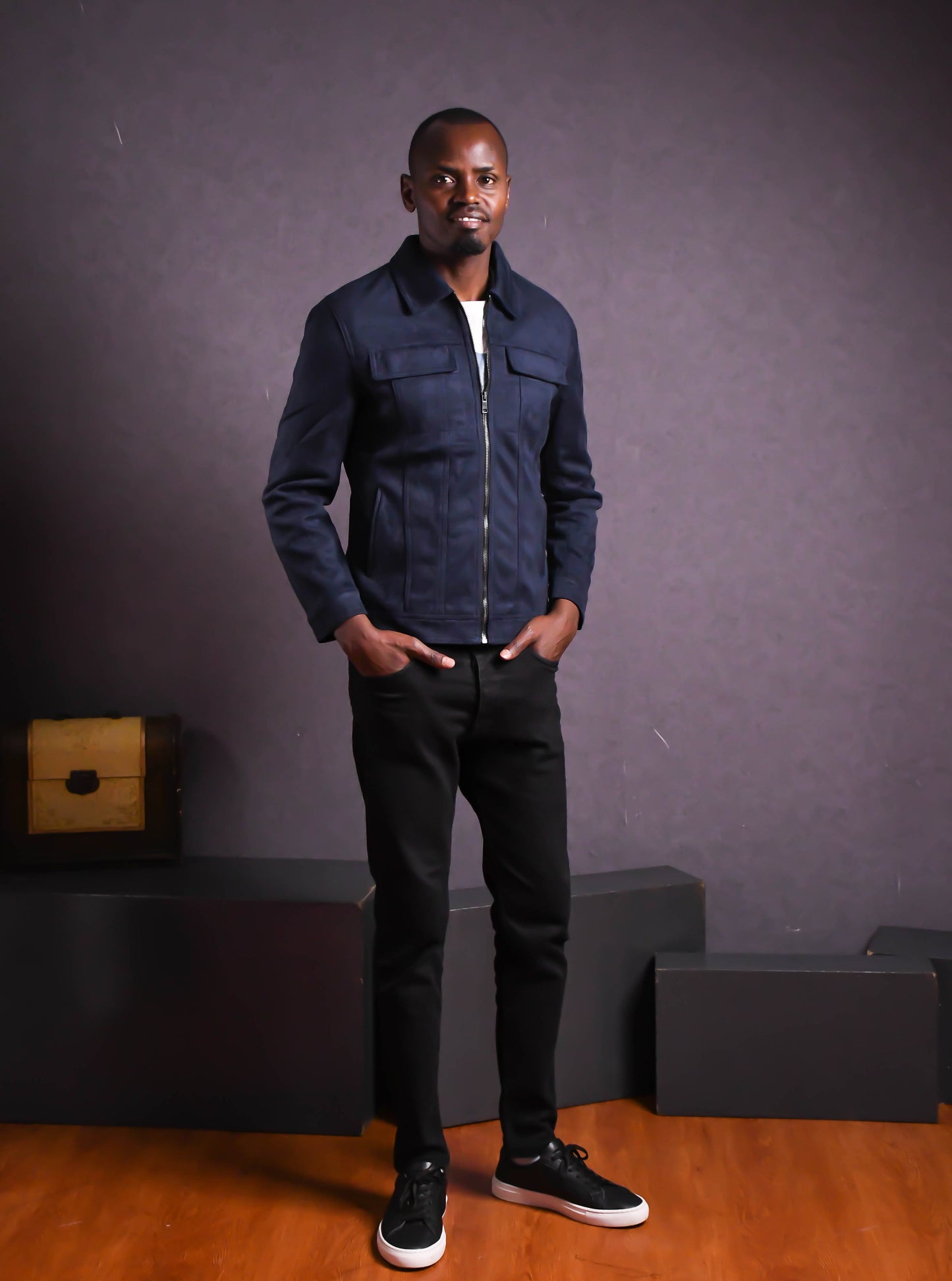 Dark Blue Suede Jacket