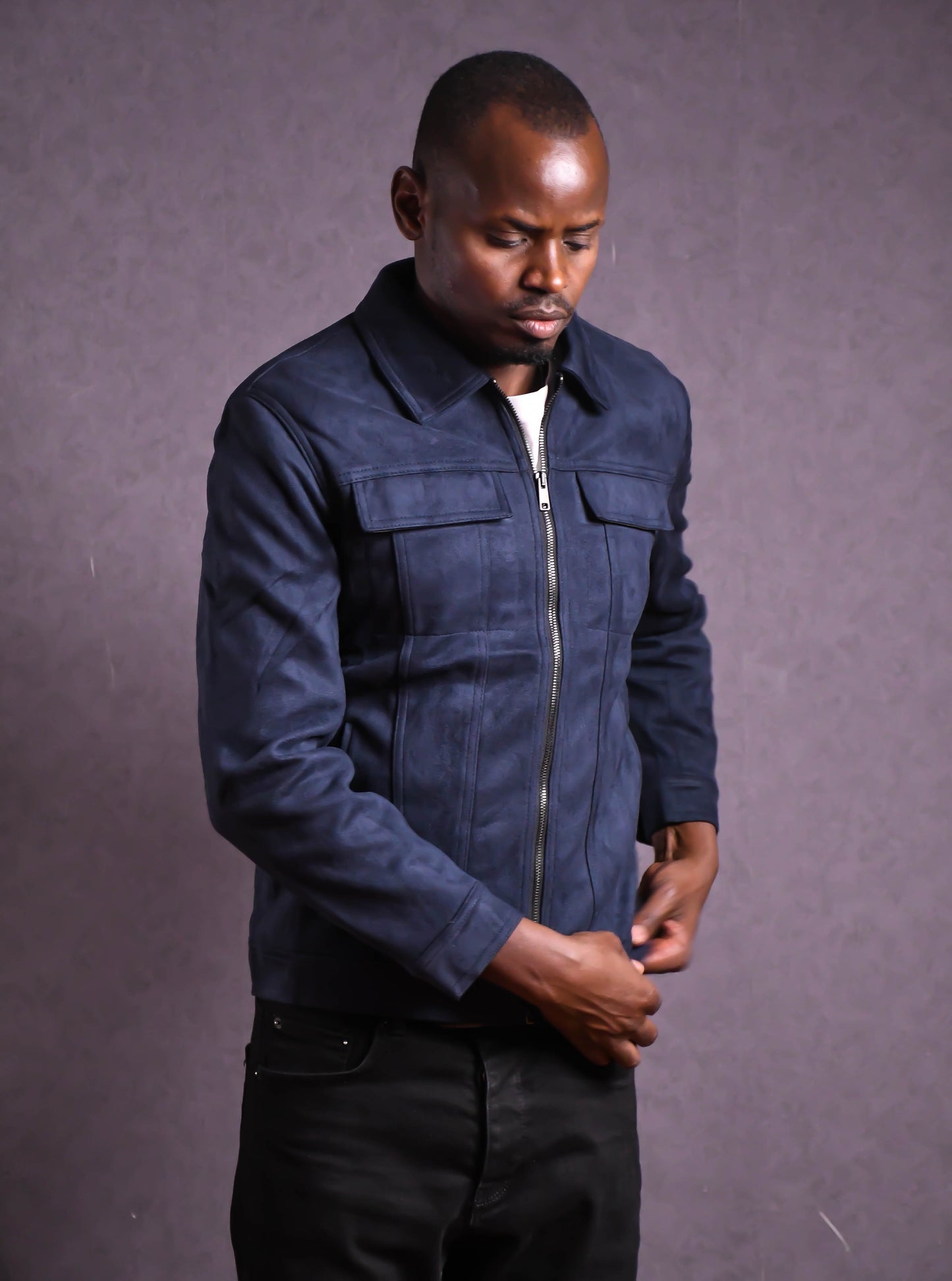 Dark Blue Suede Jacket