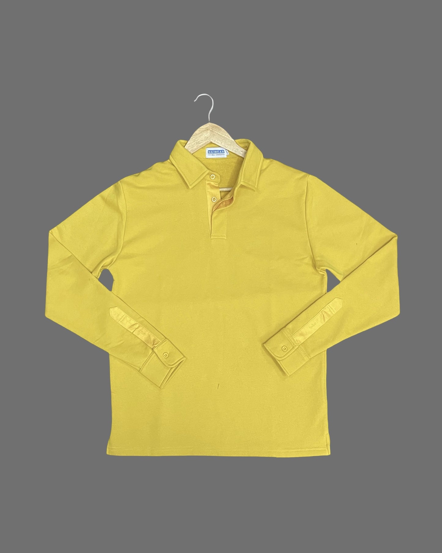 Mr. NICE Long Sleeve Polo Shirts- Yellow
