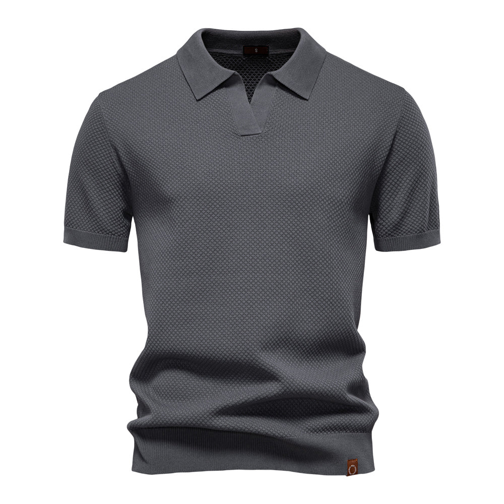 Knitted Polo Shirt- Dark Grey