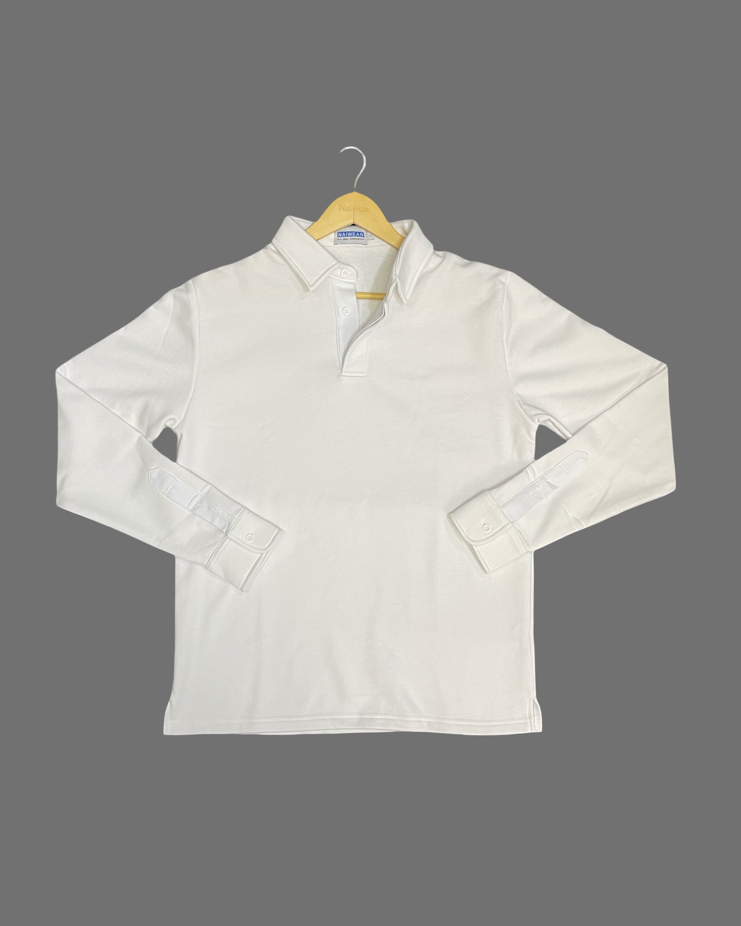 Mr. NICE Long Sleeve Polo Shirts- White