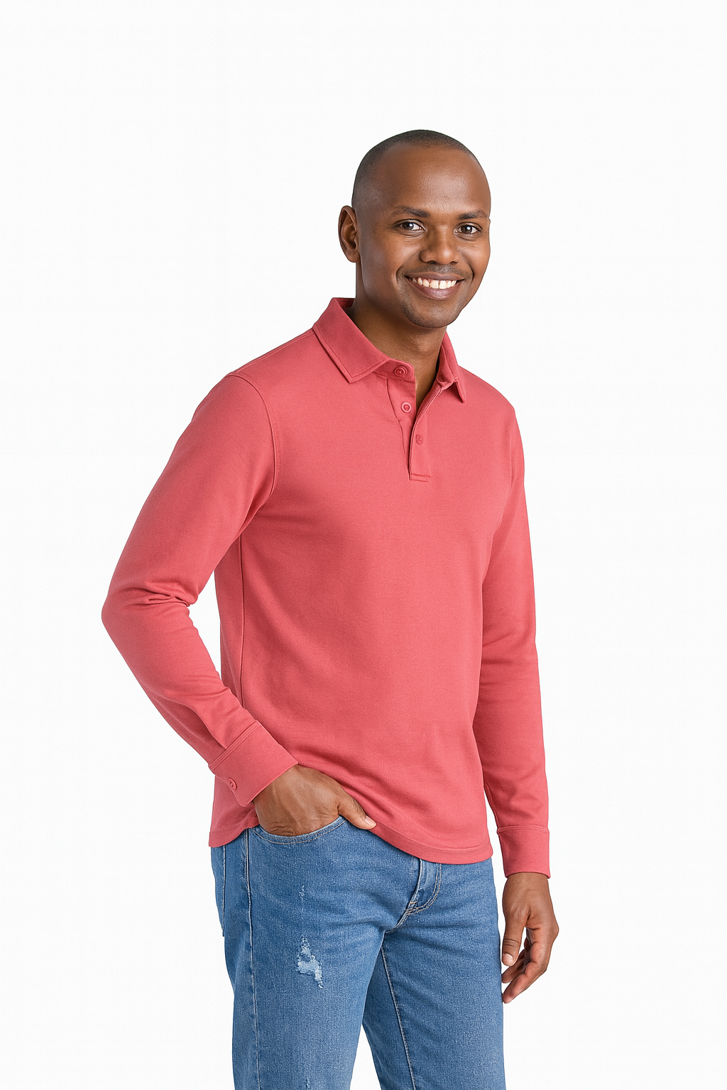 Mr. NICE Long Sleeve Polo Shirts- Red