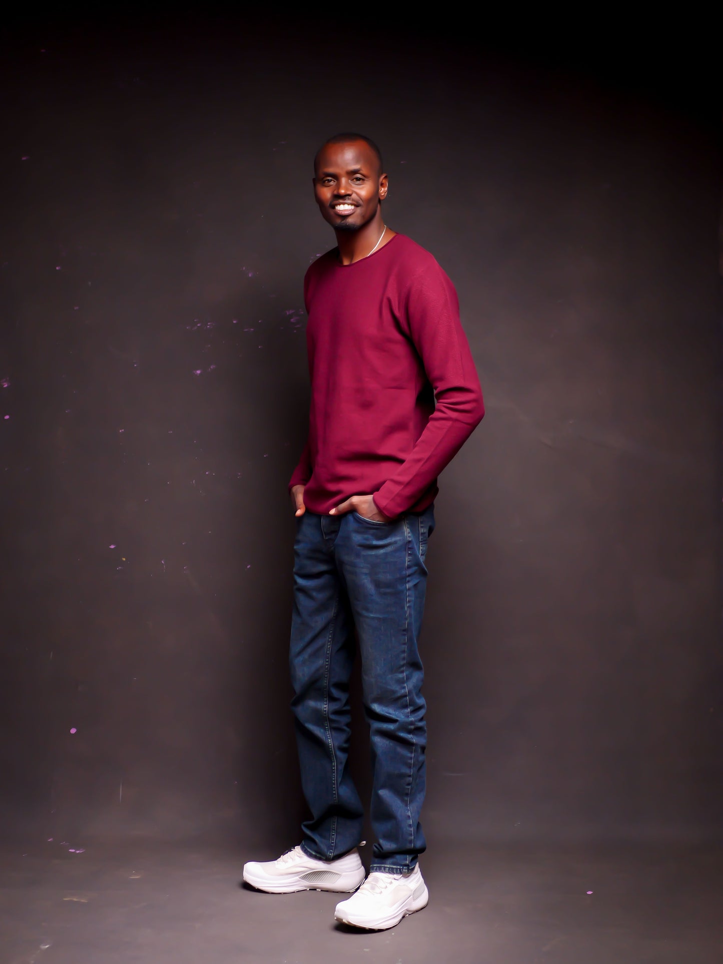 Knitted Long Sleeve Tshirt- Maroon