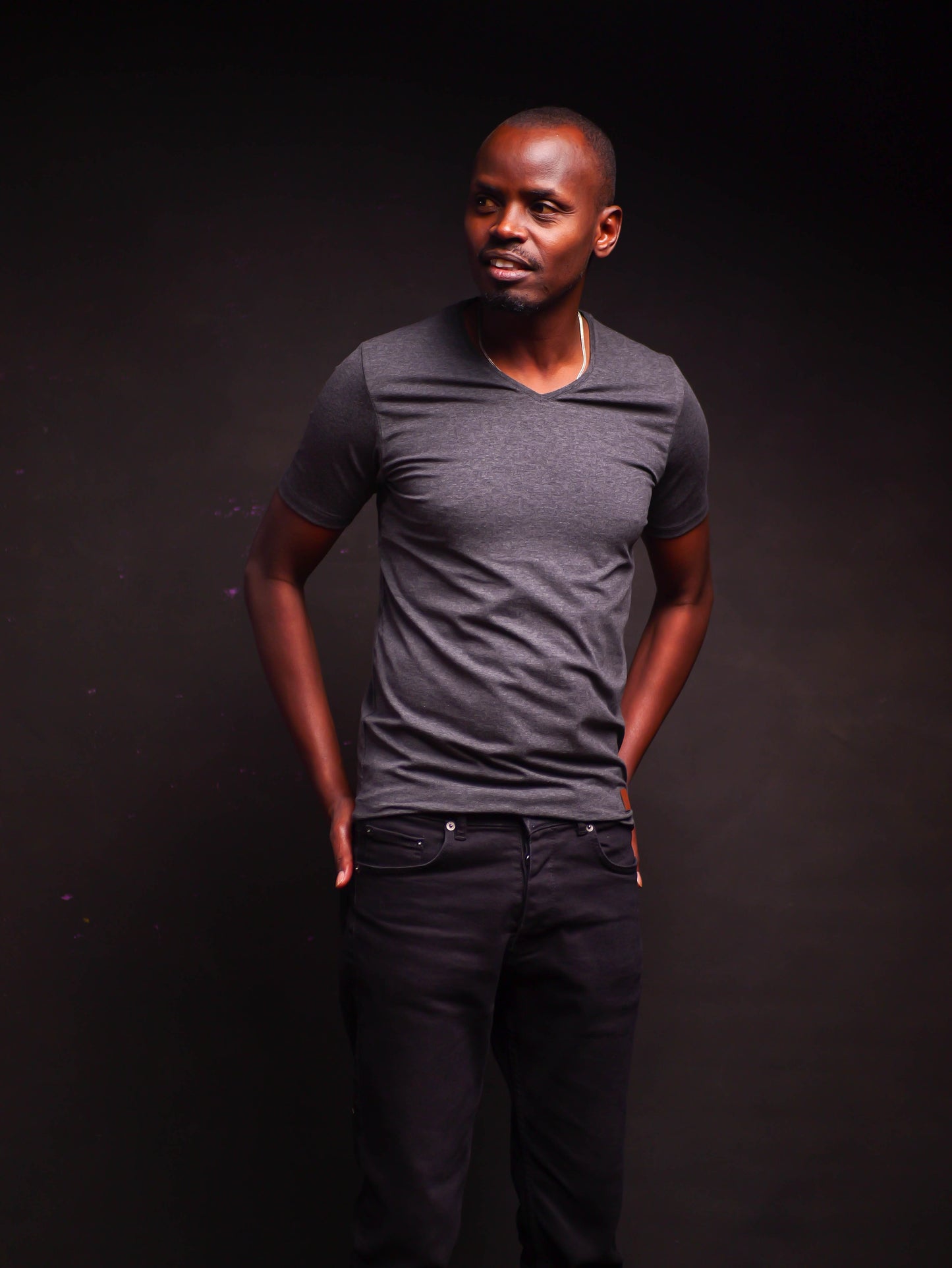 Vneck T-shirt- Dark Grey