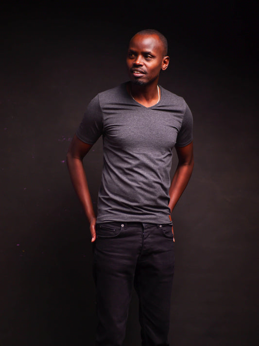 Vneck T-shirt- Dark Grey