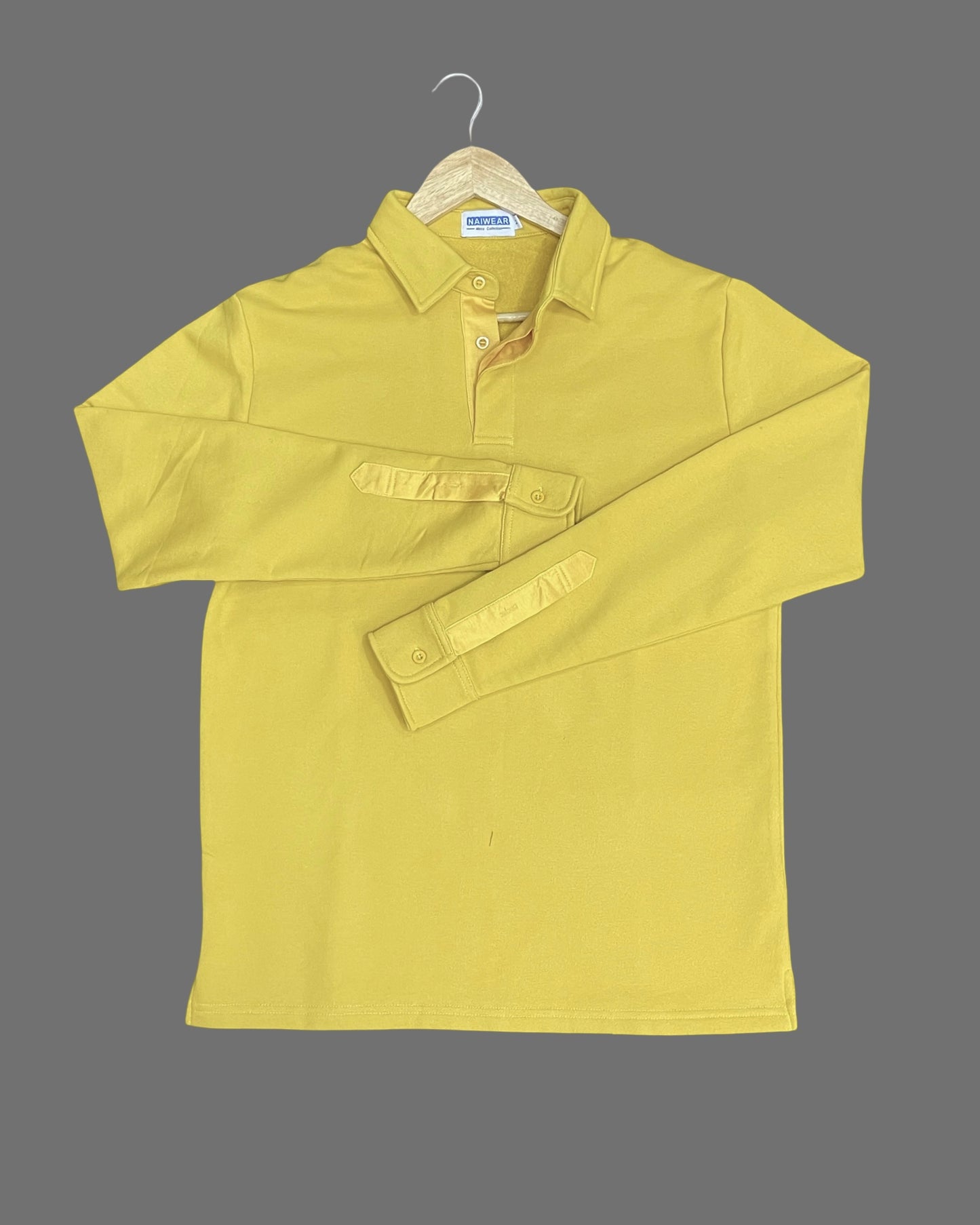 Mr. NICE Long Sleeve Polo Shirts- Yellow