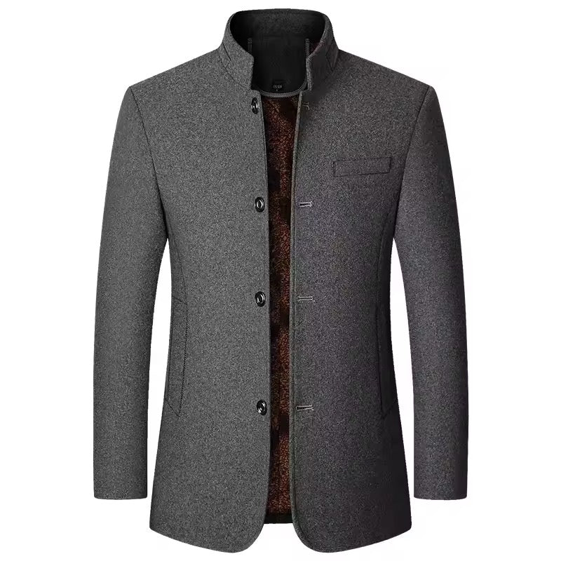 Grey Stand Collar Coat