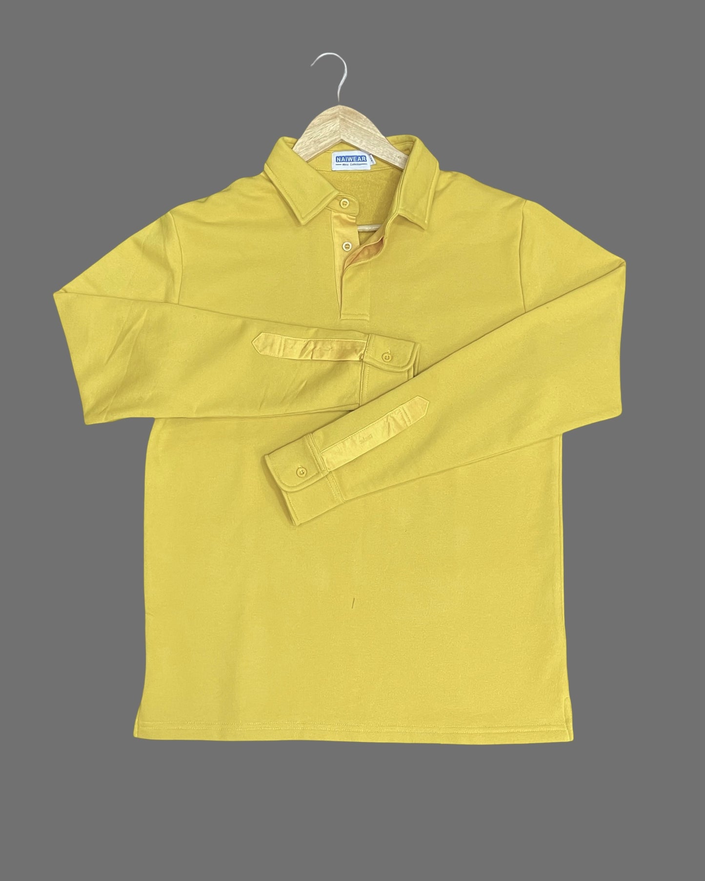Mr. NICE Long Sleeve Polo Shirts- Yellow