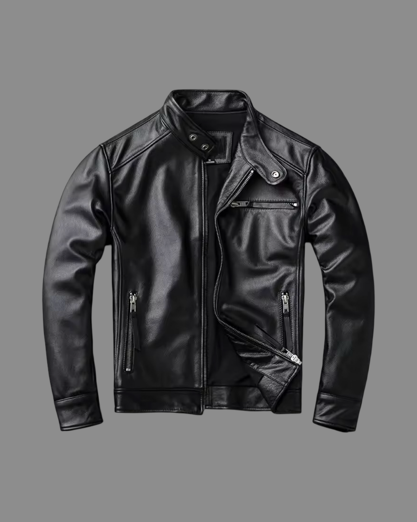 Chinese Collar Leather Jacket