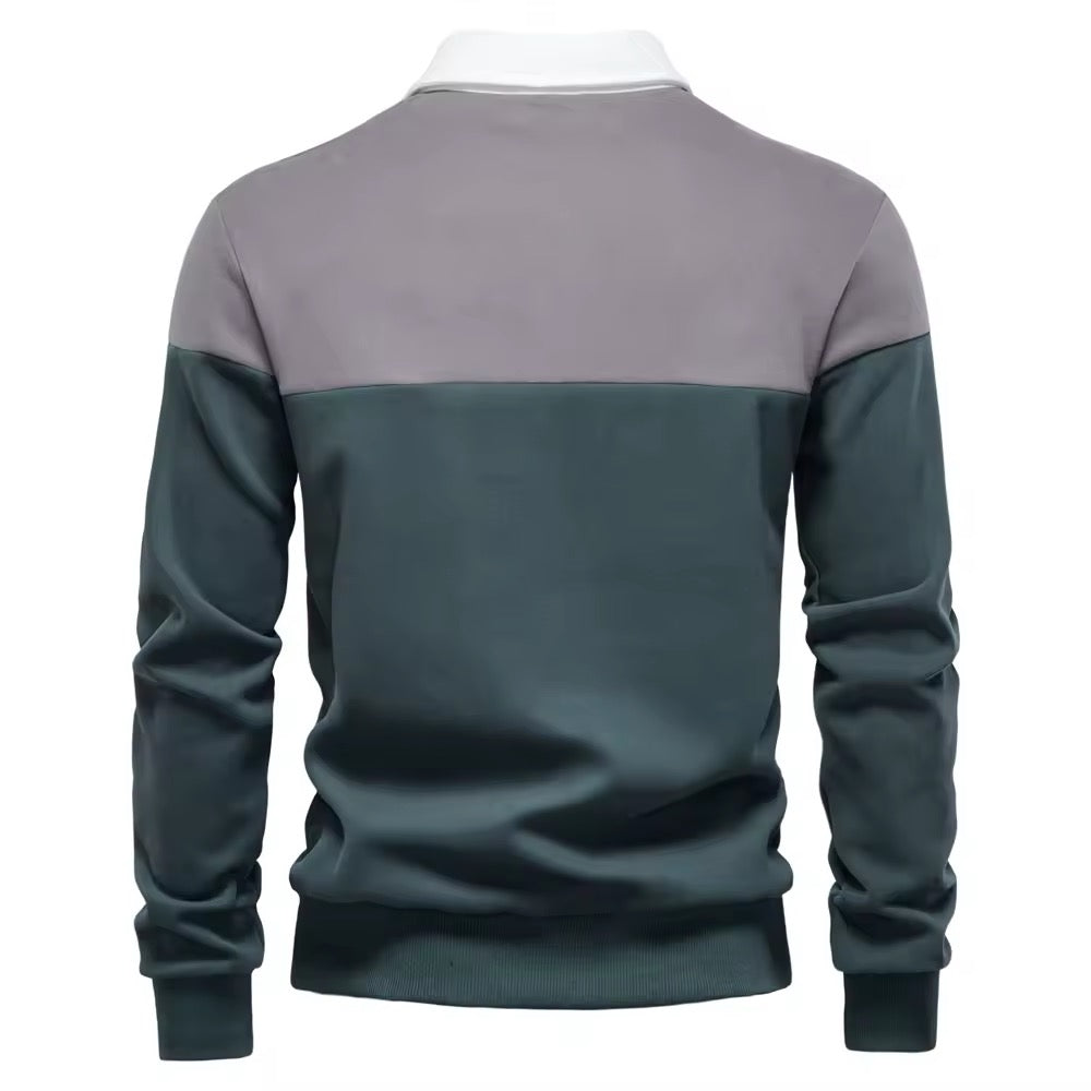 Long Sleeve Polo Shirt- Grey