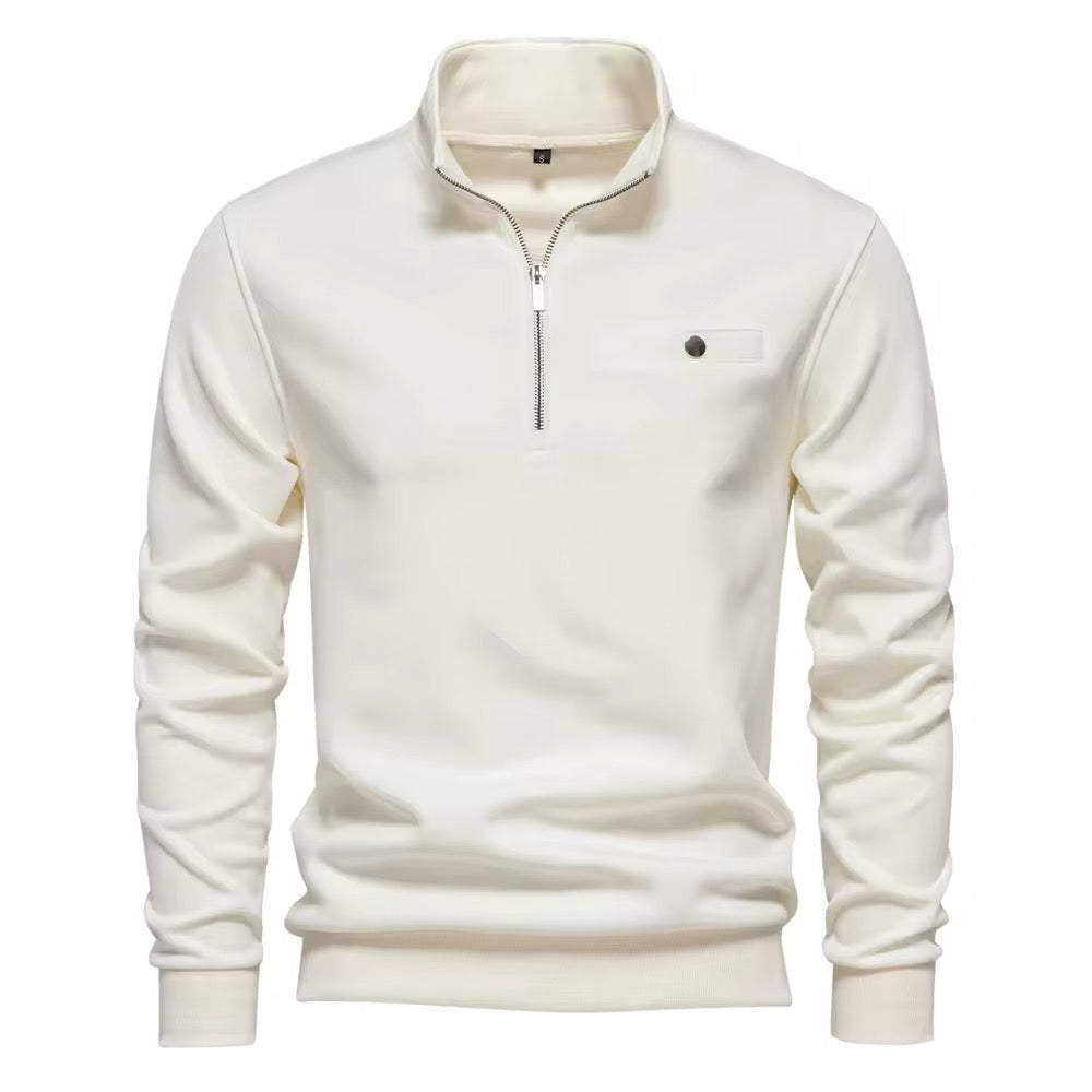 1/4 Zip Sweatshirt (White)