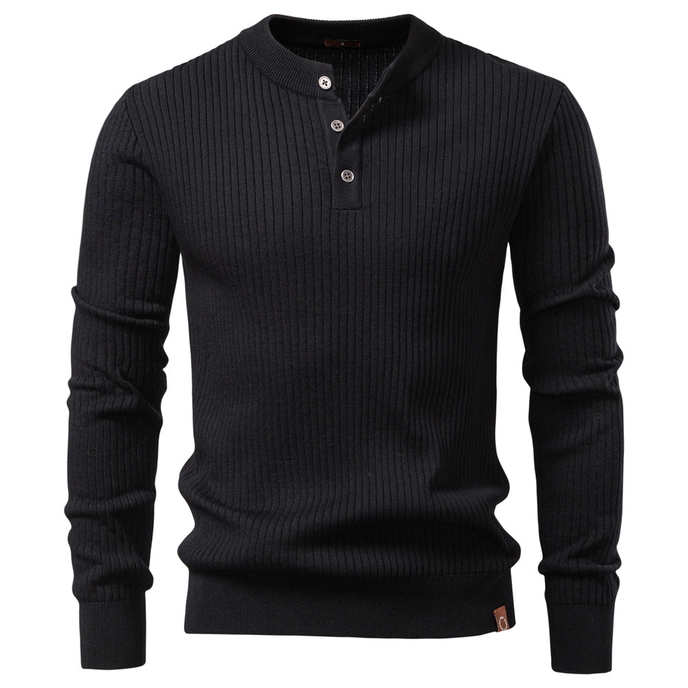 Knitted Polo Shirt- Black