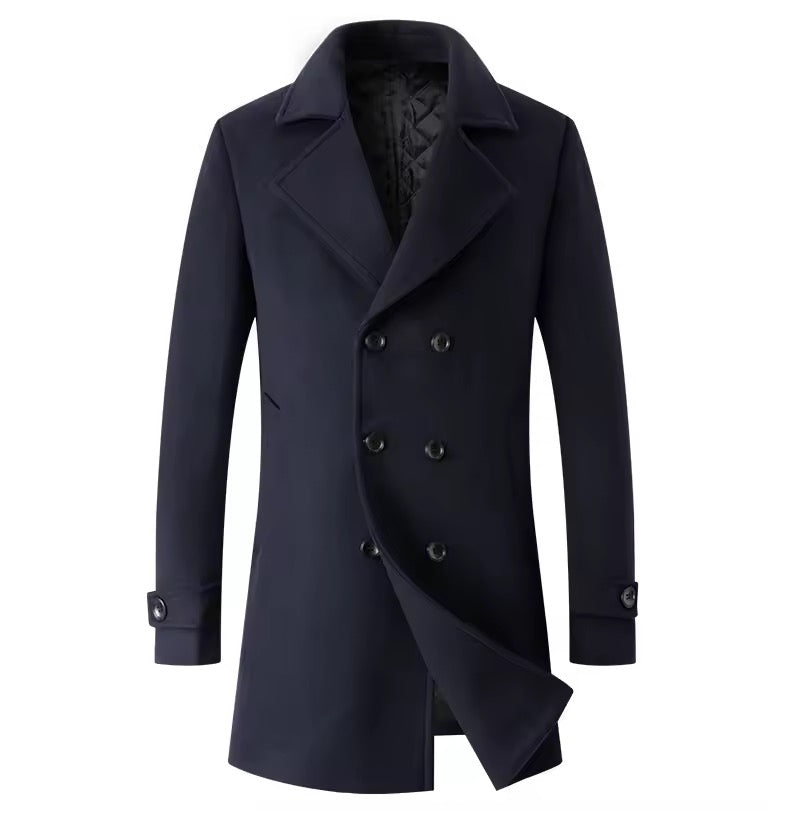 Black Wool Blend Trench Coat