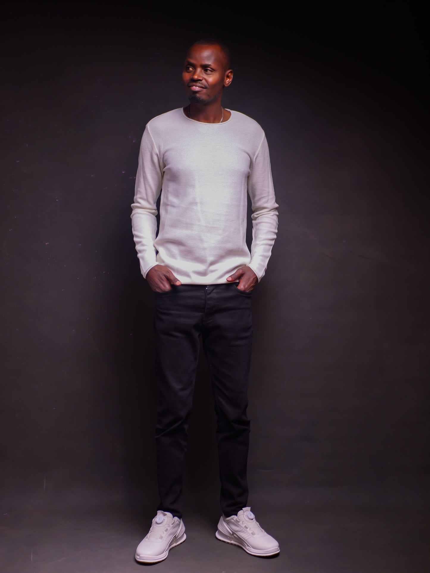 Knitted Long Sleeve Tshirt- White