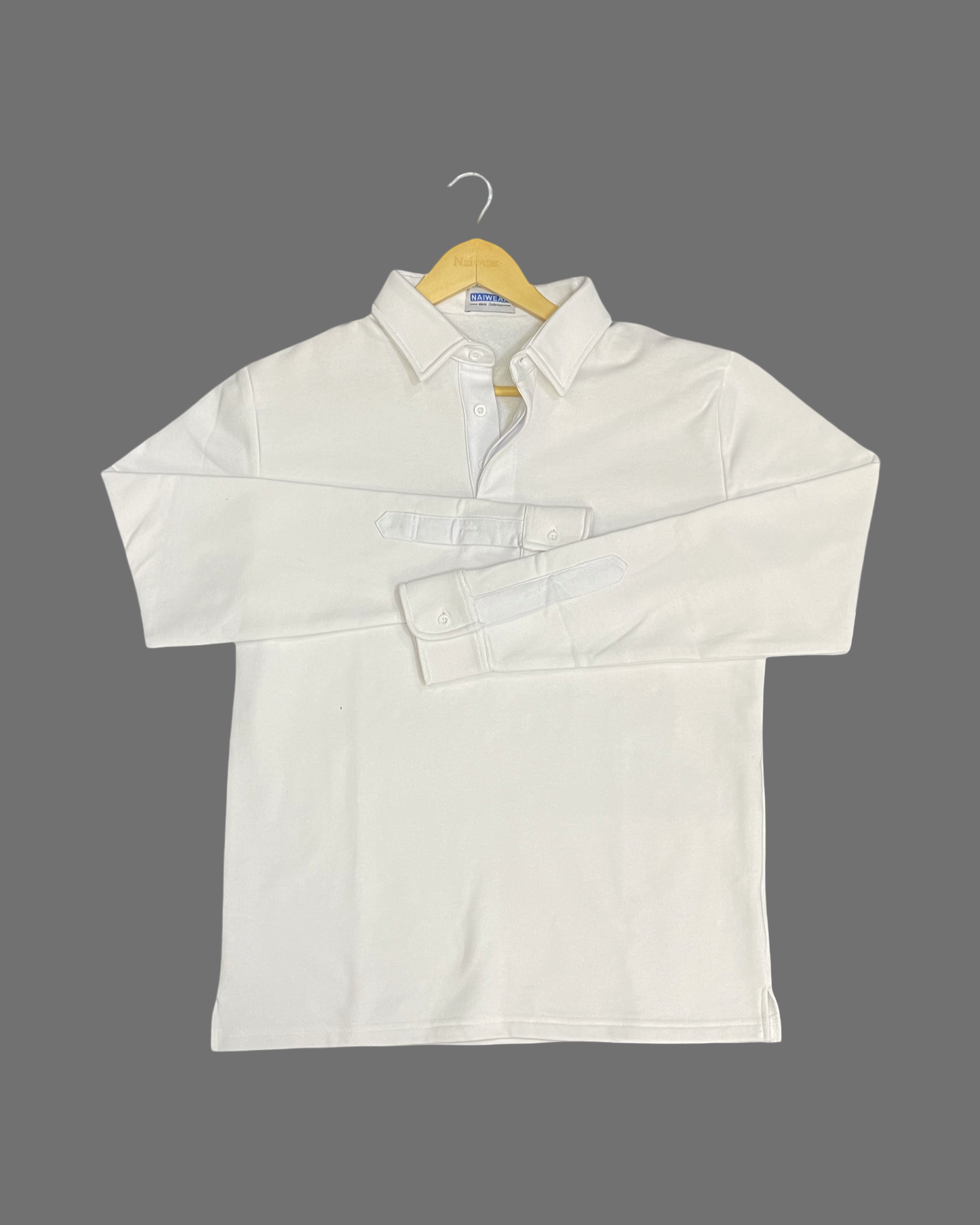Mr. NICE Long Sleeve Polo Shirts- White