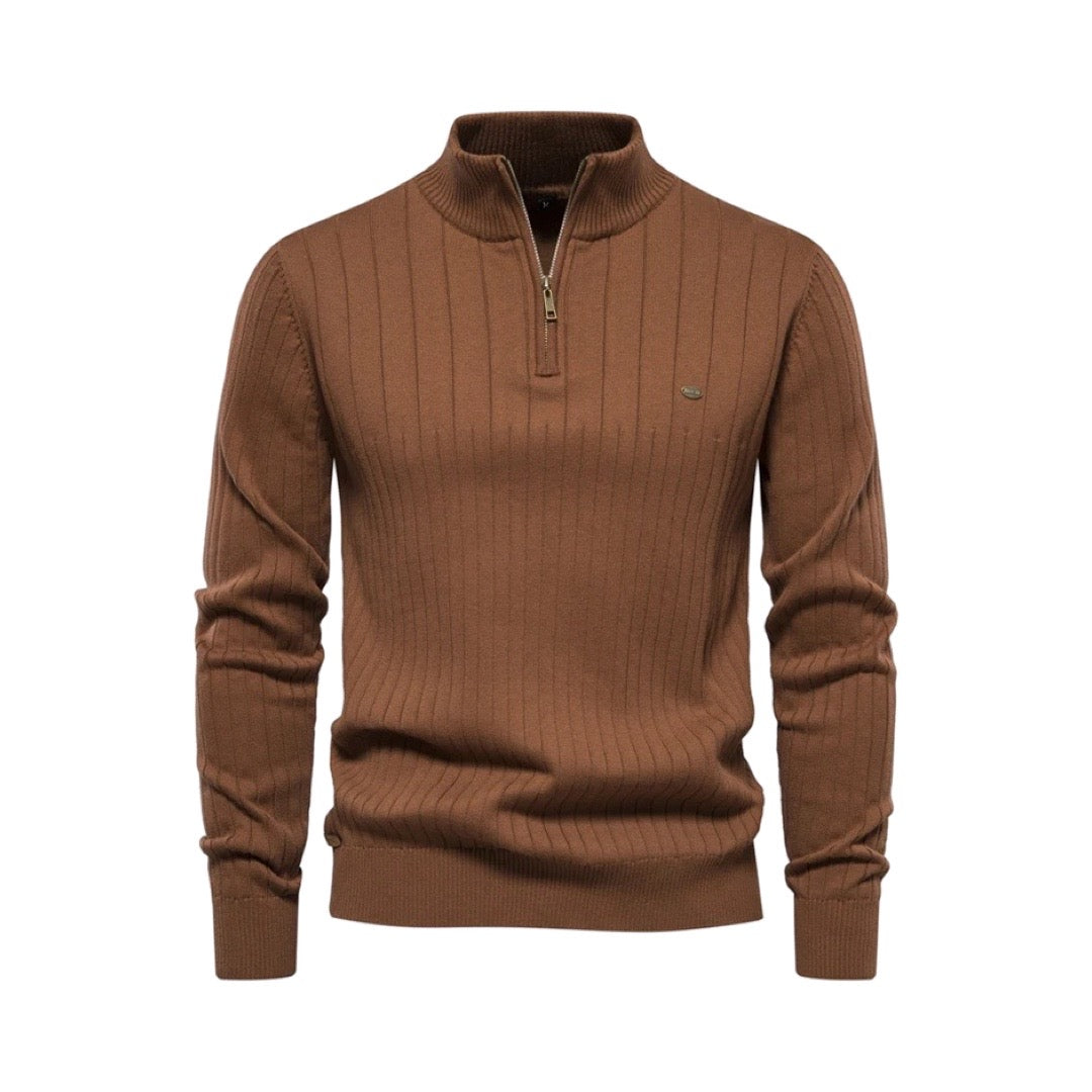 Quarter-Zip Sweater (Brown)