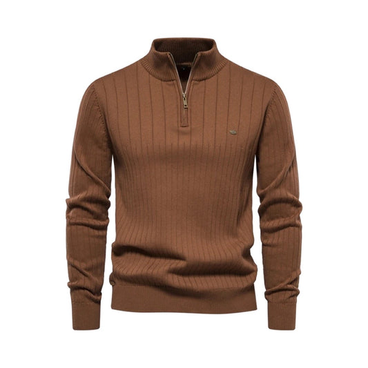 Quarter-Zip Sweater (Brown)