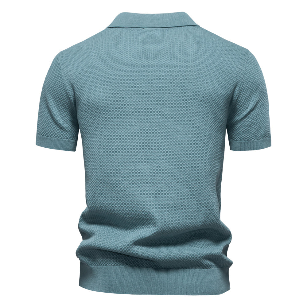 Knitted Polo Shirt- Light Blue