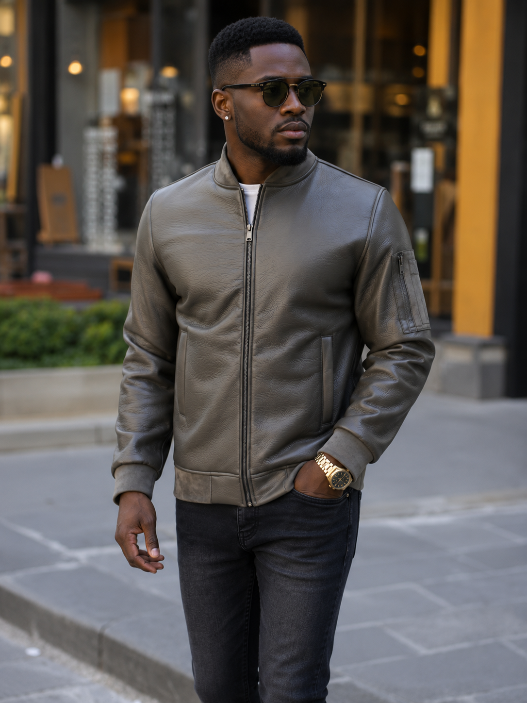 Bomber Jacket-Olive Green