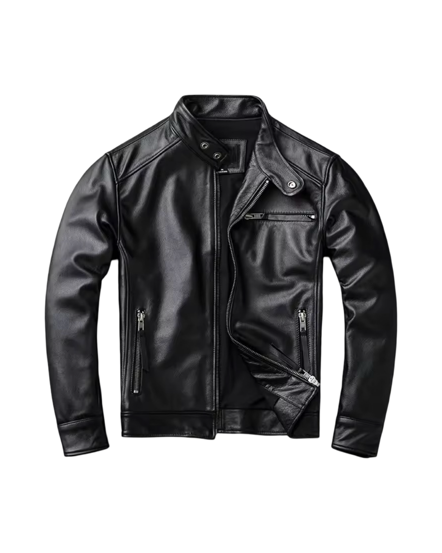 Chinese Collar Leather Jacket