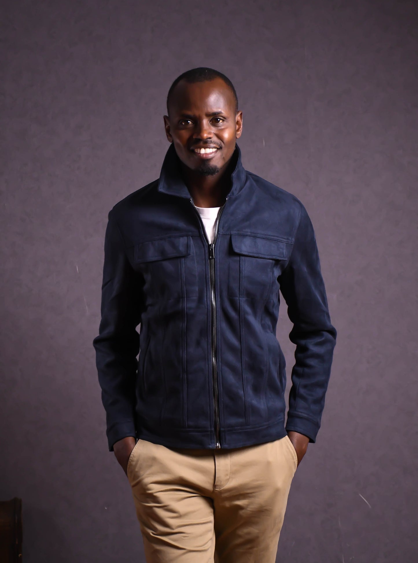 Dark Blue Suede Jacket
