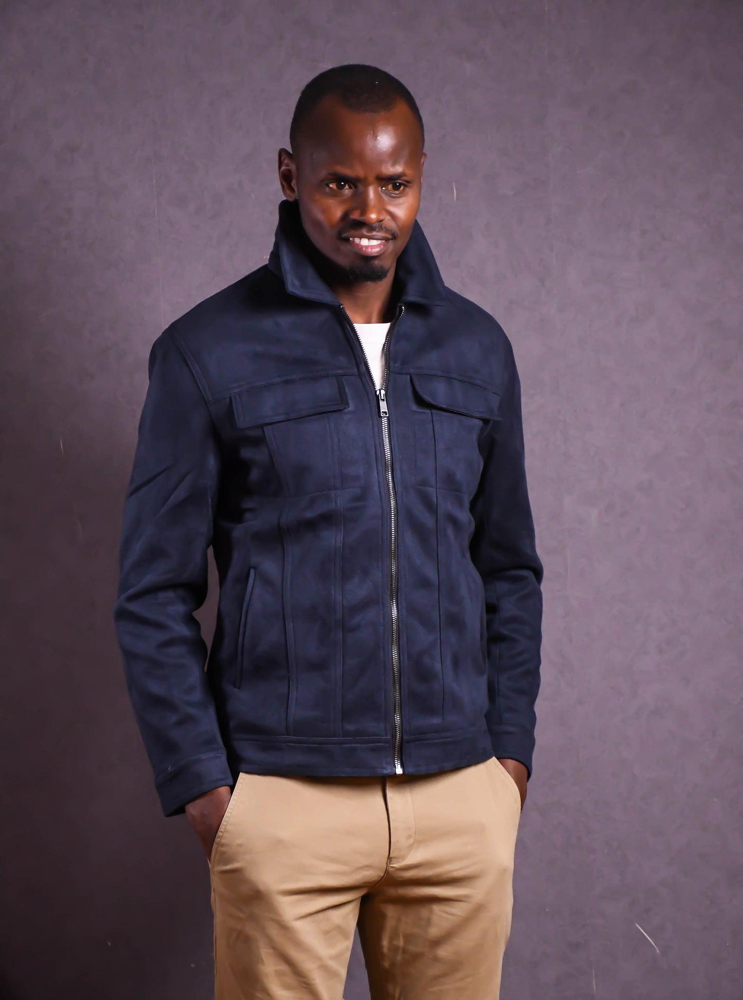 Dark Blue Suede Jacket