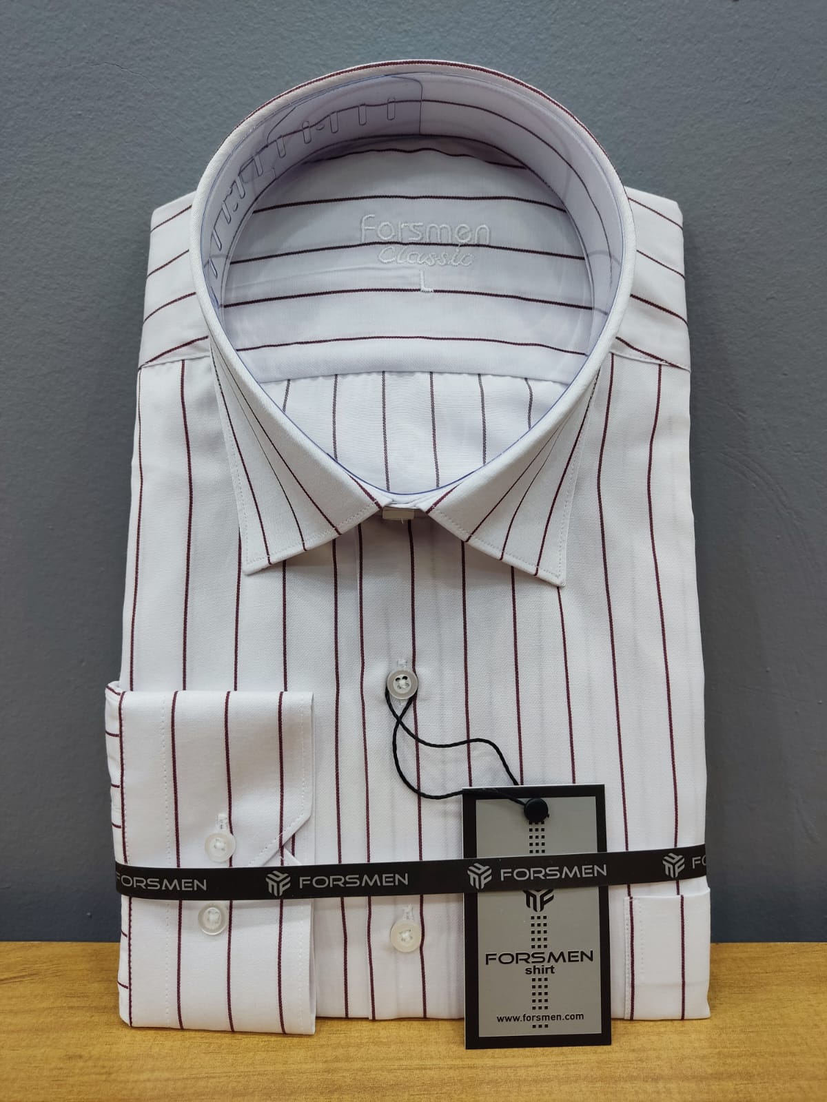 Hairline Striped Shirt (Maroon)