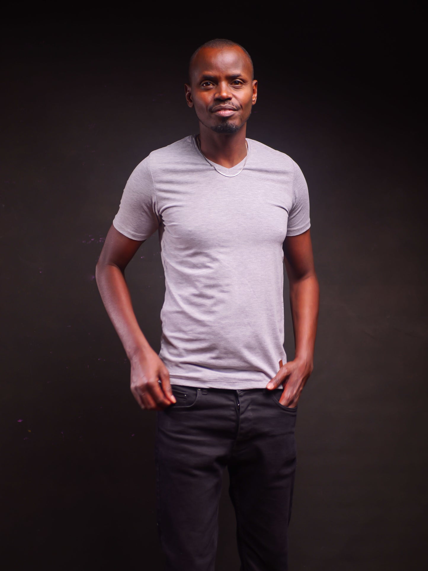 Vneck T-shirt- Light Grey