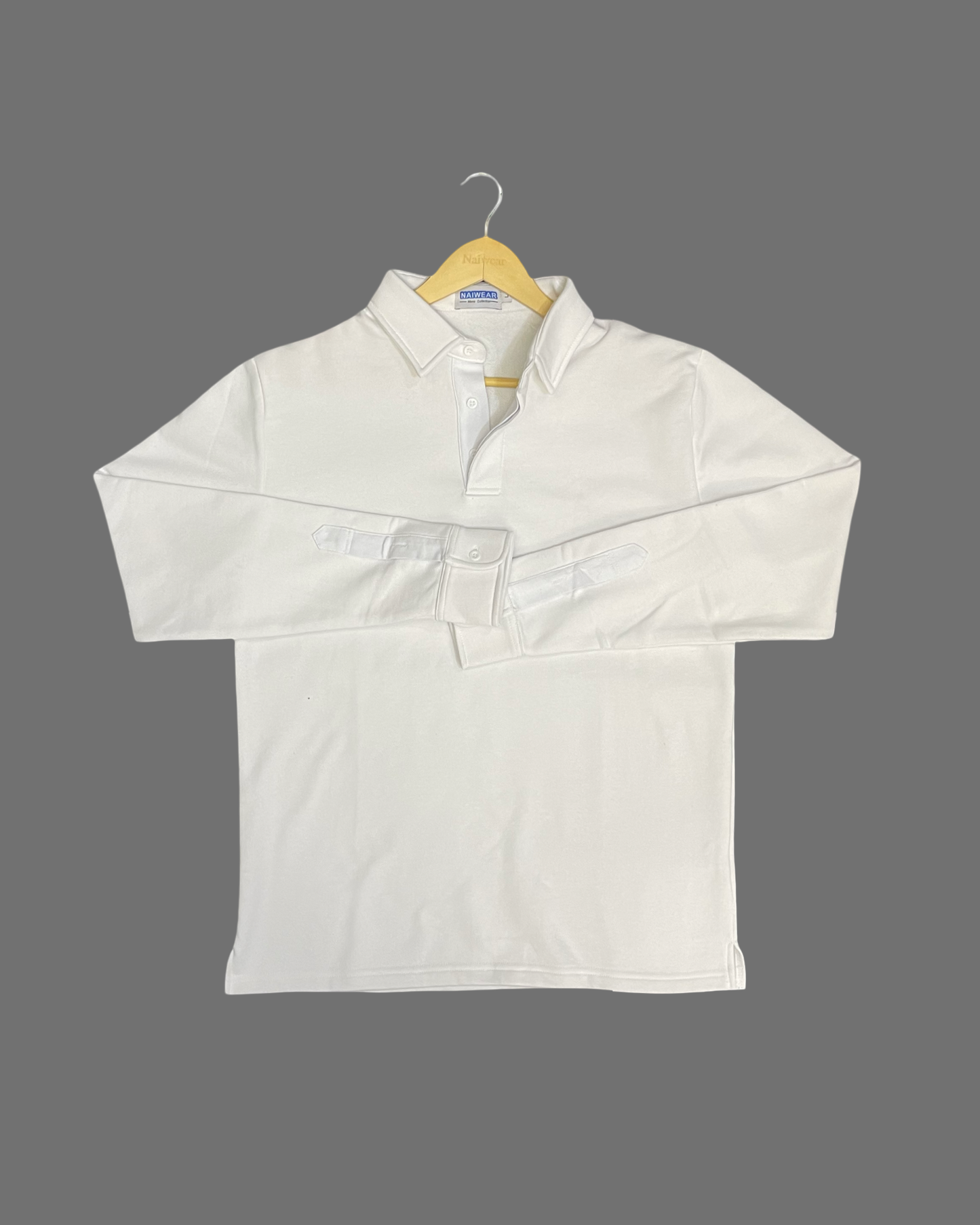 Mr. NICE Long Sleeve Polo Shirts- White