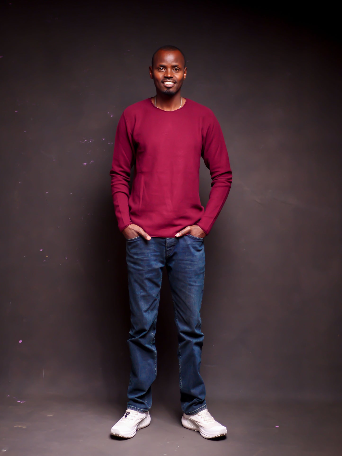 Knitted Long Sleeve Tshirt- Maroon