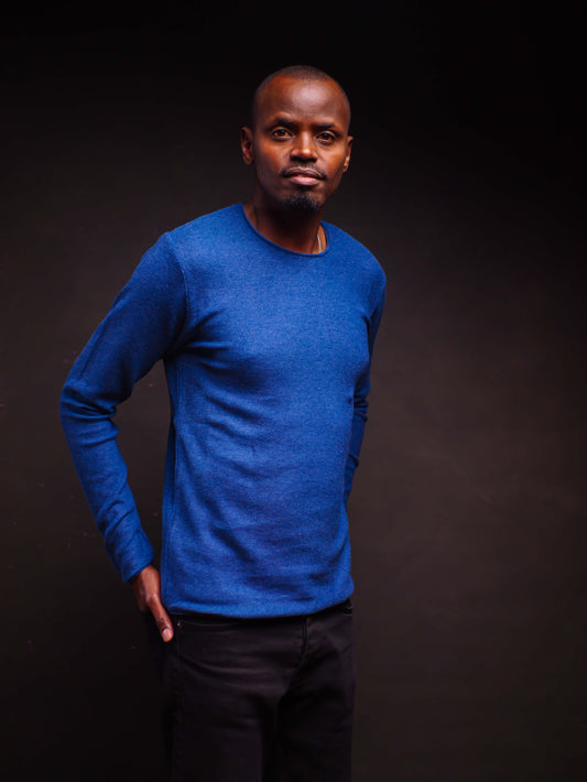 Knitted Long Sleeve Tshirt- Blue