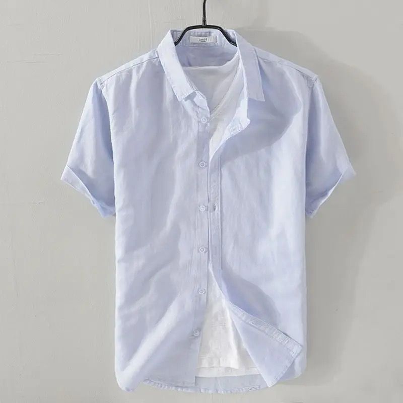 Collar linen shirt(skyblue)