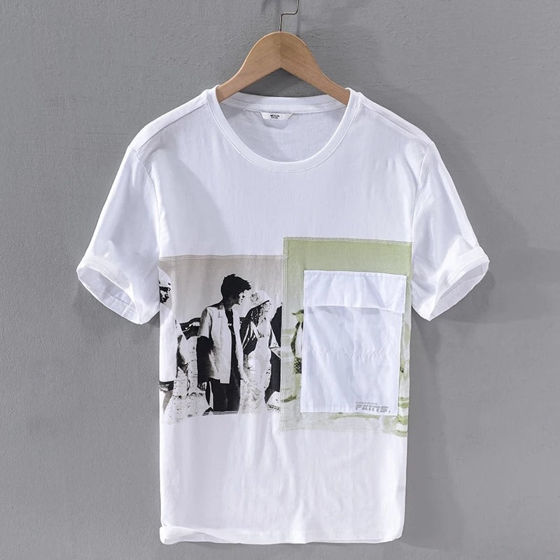 Linen t-shirt pocket look