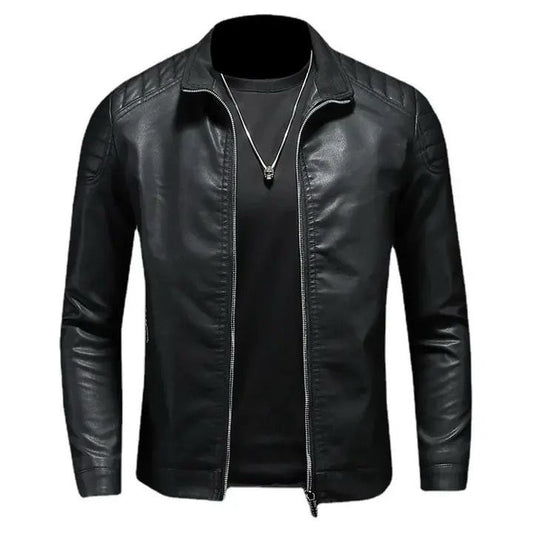Synthetic Leather Jacket(Black)