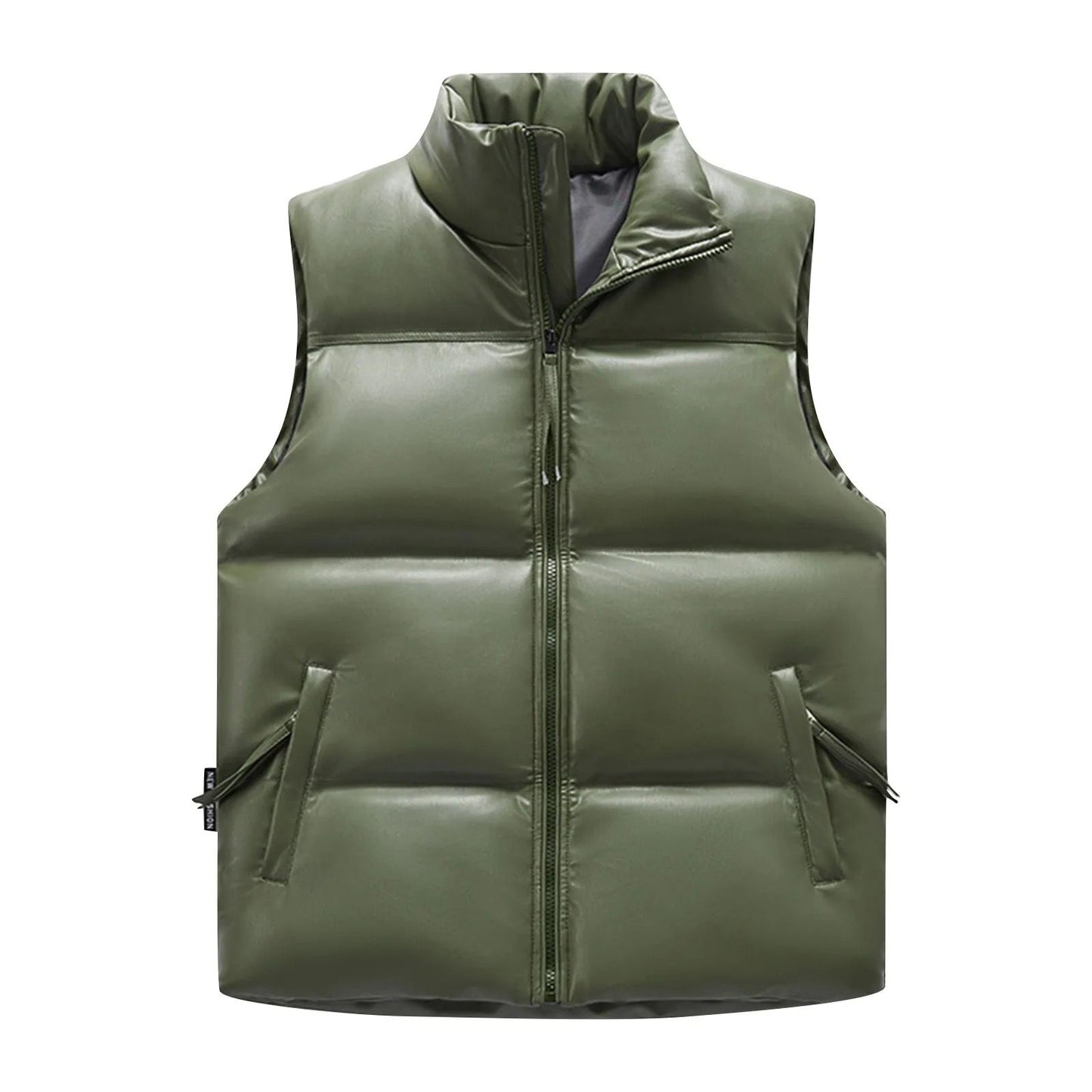 Leather Sleeveless Jacket(Green)