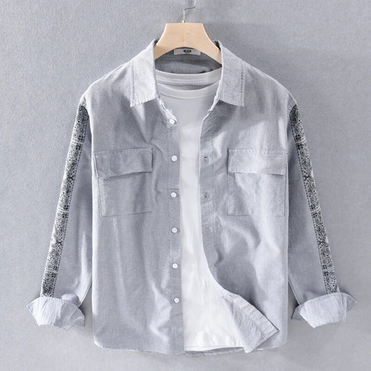 Grey Bandana Sleeve Shirt