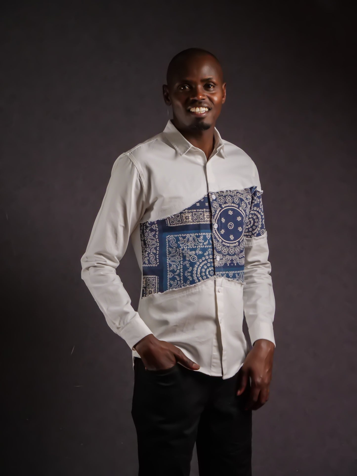 White Bandana Patch Shirt