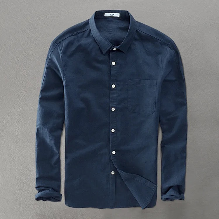 Navy Blue Linen Shirt