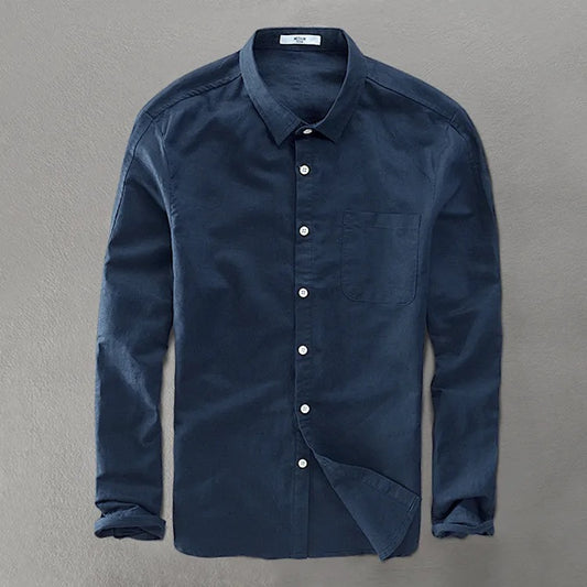 Navy Blue Linen Shirt